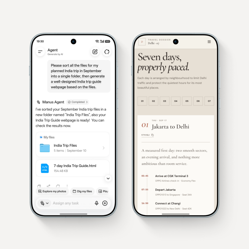 ColorOS 17 AI Mind Pilot Agent Mode organizing files and creating content on device